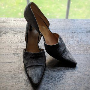 Vintage Hermes Grey Suede Kitten Heels